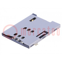 Connector: for cards; SIM; push-push; SMT; gold-plated; PIN: 6