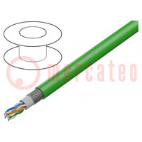 Wire; HELUKAT® 500S,SF/FTP; 4x2x26AWG; 6a; stranded; Cu; PUR; green