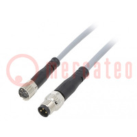 Connection lead; M8; PIN: 3; straight; 1m; plug; 60VAC; 3A; -25÷70°C