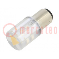 LED lámpa; sárga; BA15D,T20; 24VDC; 24VAC; -20÷60°C; Anyag: műanyag