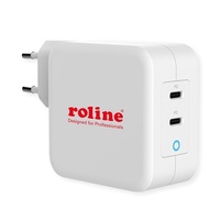 ROLINE Fali töltő, 2x USB3.0, Type-C 100W GaN fehér