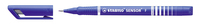 STABILO SENSOR, Fineliner, Fijn 0.3 mm, Met Meeverende Schrijfpunt- blauw, per stuk