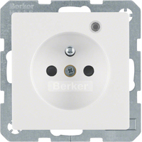 Berker Steckdose mit Schutzkontaktstift und Kontroll-LED Q.1/Q.3 polarweiß, samt