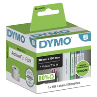 DYMO LW etichette piccole per raccoglitori | 38 x 190 mm | rotolo da 110 | stampa nera su bianco | autoadesive | per etichettatrici LabelWriter
