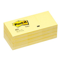 Post-It Notes, 1.5 in x 2 in, Canary Yellow, 12 Pads/Pack Jaune 100 feuilles Auto-adhésif