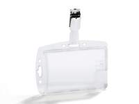 Durable Enclosed DUO 2 Card Clip Security Pass ID Badge Holder | 25 Pack | Clear