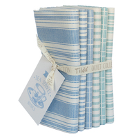 Fabric: Fat Quarters: Tea Towel Basics: 50 x 55cm: Blue and Teal: Bundle of 6