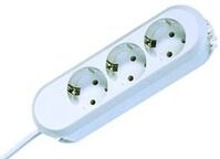 3X Schuko H05Vv-F 3G 1.50Mmý 16A/3680W 5M Power Extension 3 Ac Outlet(S) White