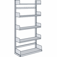 Bibliotheks-Regal Univers einseitig Grundfeld 100x40x200cm mit 5 Böden lichtgrau