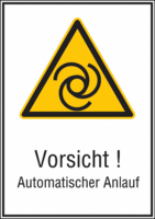 Kombischild - Warnung vor automatischem Anlauf, Gelb/Schwarz, 18.5 x 13.1 cm