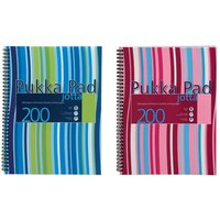 Pukka Pad Stripes Polypropylene Wirebound Jotta Notebook 200 Pages A4 Blue/Pink (Pack of 3) JP018