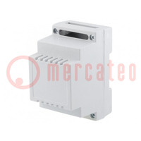Enclosure: for DIN rail mounting; Y: 89mm; X: 53mm; Z: 65mm; ABS