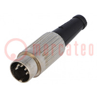 Plug; DIN; male; PIN: 5; Layout: 180°; straight; for cable; soldering