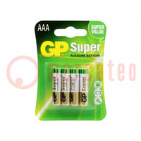 Battery: alkaline; 1.5V; AAA; non-rechargeable; 4pcs.
