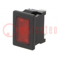 Indicator: with neon lamp; flat; red; 230VAC; Cutout: 19.2x12.9mm