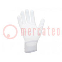 Protective gloves; ESD; M; polyamide; white; <100MΩ