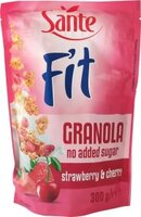 Granola Sante Fit, wiśnia/truskawka, bez cukru, 300g