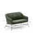 Groene 2-zitsbank Brida met stalen poten en zwarte afwerking 128 cm