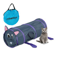 Relaxdays Katzentunnel Mausdesign, faltbare Katzenröhre, B x D: 63 x 26 cm, Spieltunnel, Katzenzubehör, Polyester, bunt