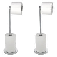 WENKO Stand Toilettenpapierhalter 2 in 1 Edelstahl Glänzend, 2er Set