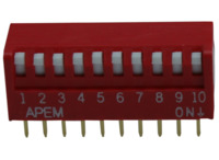 DIP-Schalter, 10-polig, gerade, 25 mA/24 VDC, NDP-10-V