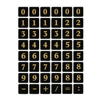 Buchstaben-, Zahlen-Etiketten, 0-9, 13x13 mm, Druckschrift, gold, 96 Stück