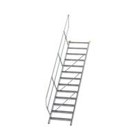 Treppe 45° Stufenbreite 800 mm, 13 Stufen, Aluminium geriffelt