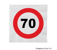 lot de 16 serviettes "70 ans" en papier 33cm