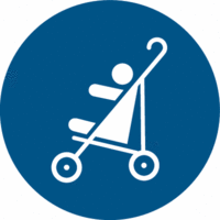 Sicherheitskennzeichnung - Kinderwagen erlaubt, Blau, 10 cm, Aluminium, Seton