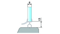 Duschtürdichtung unten mit Schlauch und Wasserabweiser, 5mm Einstich, Glasdicke 8mm, L=2010mm transparent