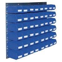 Wall mounted louvre panel and small parts bin kits 48 bins, choice of colour