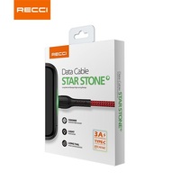 Recci RTC-N16CR 3A gyorstöltő 1m Type C - USB textil borítású piros adat- és töltőkábel