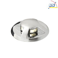 Mini LED Einbau-Bodenspots 6er-Set, IP44, 12V, Abstrahlung seitlich, je 0.36W 3000K 5lm, Kunststoff verchromt / Klarglas