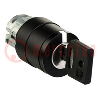Switch: rotary with key; 22mm; black; none; IP66; prominent; Ø22mm