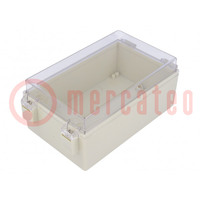 Enclosure: wall mounting; X: 105mm; Y: 165mm; Z: 75mm; ABS; IP65