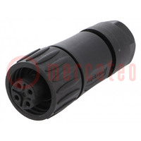 Connector: circular; plug; for cable; PIN: 4; female; gold-plated