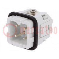 Connector: HDC; contact insert; male; C146; PIN: 4; 3+PE; size A3