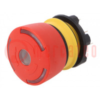 Switch: emergency stop; 22mm; Stabl.pos: 2; NC + NO; red; LED; IP65