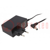 Power supply: switching; mains,plug; 12VDC; 2A; 24W; Plug: EU; 87%