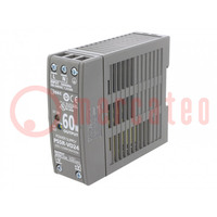 Power supply: switched-mode; for DIN rail; 60W; 24VDC; 2.5A; OUT: 1