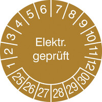 Prüfplakette, Elektr. Geprüft, in Jahresfarbe, 500 Stück / Rolle, 3,0 cm Version: 25-30 - Prüfplakette 2025-2030