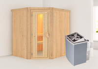 Sauna Maardu mit Zubehör-Set, 196x170x198cm, Eckeinstieg