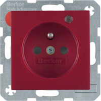 Berker Steckdose mit Schutzkontaktstift und Kontroll-LED S.1/B.3/B.7 rot, matt