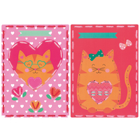 Embroidery Kit: Cards: Cat with Hearts: Set of 2