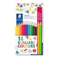 ergosoft® 157 dreikantiger Premium-Farbstift Promotion-Kartonetui mit 14 ergo soft Buntstiften, davon 2 in Neon-Farbe als gratis-Zugabe