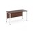 Maestro 25 straight desk 1400mm x 600mm - white bench leg frame and walnut top