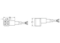 Sensor-Aktor Kabel, Kabelstecker auf offenes Ende, 3-polig, 2 m, PVC, grau, 10 A
