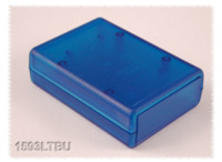 ABS Gerätegehäuse, (L x B x H) 91 x 66 x 28 mm, blau/transparent, IP54, 1593LTBU