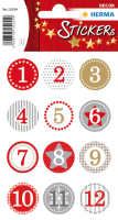 HERMA 15254 Stickers DECOR adventkalender stickers 1-24, rood Ø 2 cm Bild 1