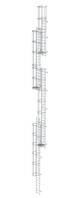 Mehrzügige Steigleiter mit Rückenschutz (Maschinen) Aluminium eloxiert, 19,96m